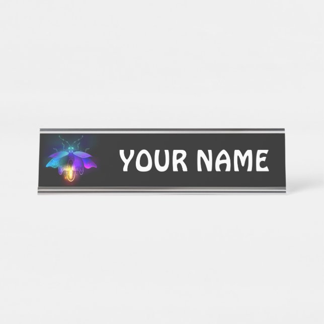 Porte-nom Pour Bureau Neon Firefly sur noir (Devant)
