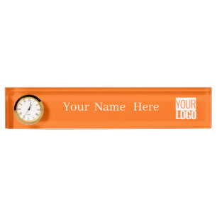 Porte-nom Pour Bureau Néon orange - ajouter un logo