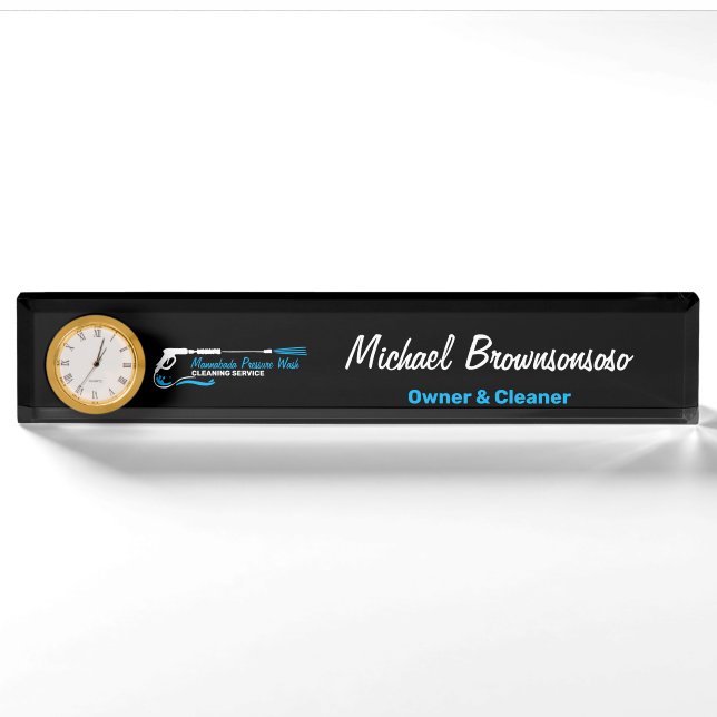 Porte-nom Pour Bureau Nettoyage haute pression noir (Devant)