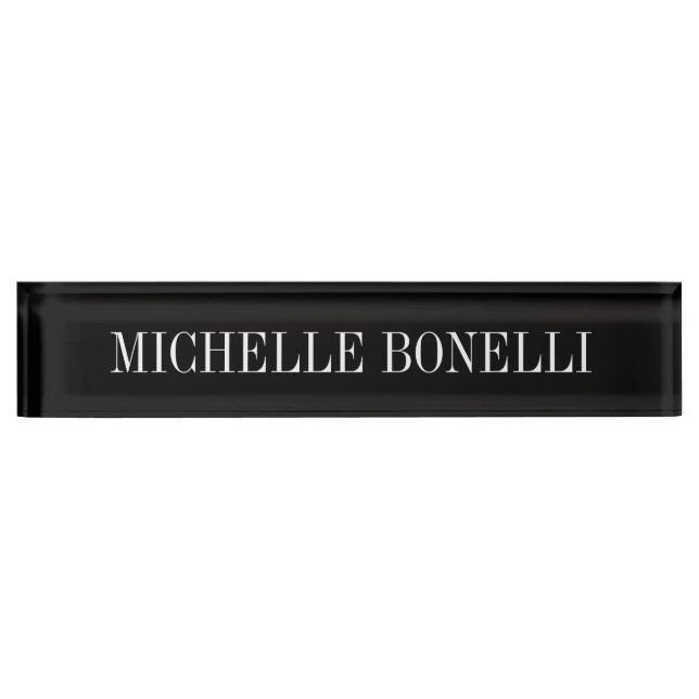 Porte-nom Pour Bureau Noir Blanc Agréable Charming Business Nameplate (Devant)