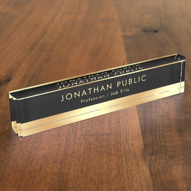 Porte-nom Pour Bureau Noir de charme et modèle élégant des textes nommés (Taille)