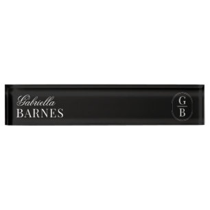 Porte-nom Pour Bureau Noir et blanc minimaliste moderne