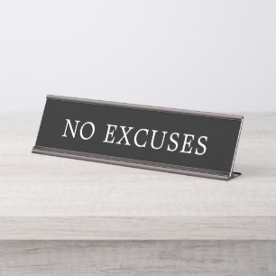 Porte-nom Pour Bureau Noir et blanc moderne aucun signe d'excuses