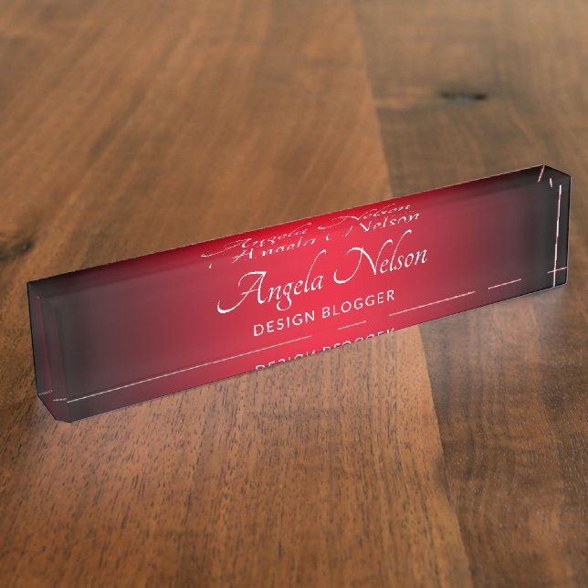 Porte-nom Pour Bureau Noir et Rouge Clair Ombre (Taille)