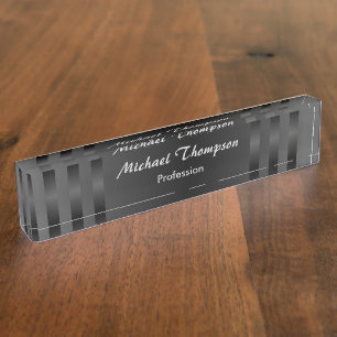 Porte-nom Pour Bureau Noir Gris Gris Gris - Table D'Identification Du Bu