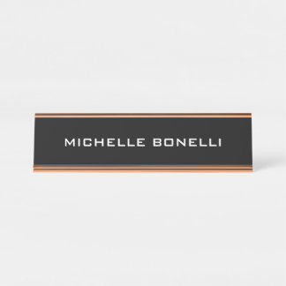 Porte-nom Pour Bureau Noir minimaliste Plain moderne
