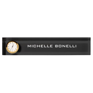 Porte-nom Pour Bureau Noir minimaliste Plain moderne