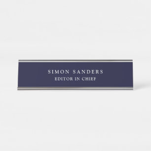 Porte-nom Pour Bureau Noir Rocher Bleu profond Classique Unique Minimali
