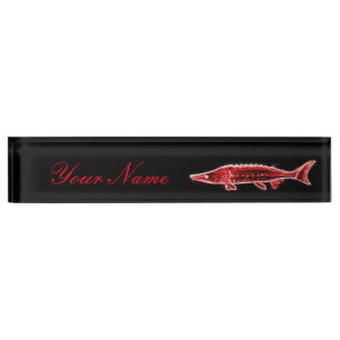 Porte-nom Pour Bureau noir rouge d'esturgeon
