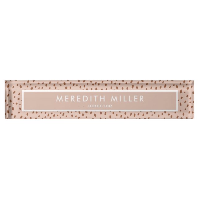 Porte-nom Pour Bureau Nom Beige tendance avec Terracotta Boho Brown (Devant)