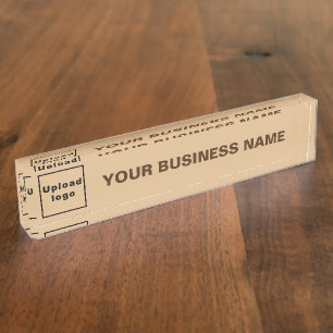 Porte-nom Pour Bureau Nom commercial et logo sur acrylique Brown légère
