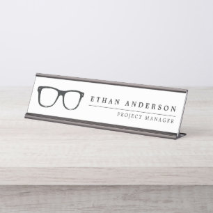 Porte-nom Pour Bureau Nom customisé drôle sérieux des lunettes