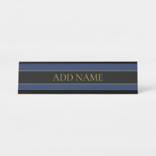 Porte-nom Pour Bureau Nom de famille ou nom commercial Marine Blue & Gol