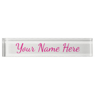 Porte-nom Pour Bureau Nom de la fille glamour avec Chevron gris subtil