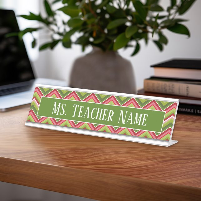 Porte-nom Pour Bureau Nom de l'enseignant personnalisé et Motif à la mod (Teacher Desk Name Plate - Great Teacher Appreciation Gift or Classroom Decor)
