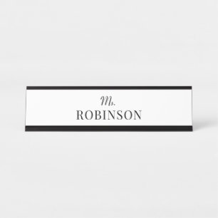 Porte-nom Pour Bureau Nom de l'enseignant Simple Minimaliste
