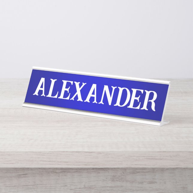 Porte-nom Pour Bureau Nom décoratif moderne dégradé bleu (Devant)