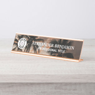 Porte-nom Pour Bureau Nom d'entreprise Logo Professionnel Palms Modernes