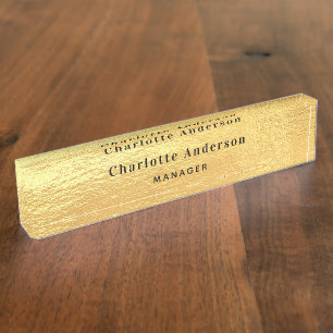 Porte-nom Pour Bureau Nom d'or titre classique élégant