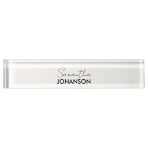 Porte-nom Pour Bureau Nom du script monogramme Minimaliste moderne Fem