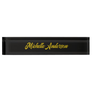 Porte-nom Pour Bureau Nom écrit à la main minimaliste moderne de couleur