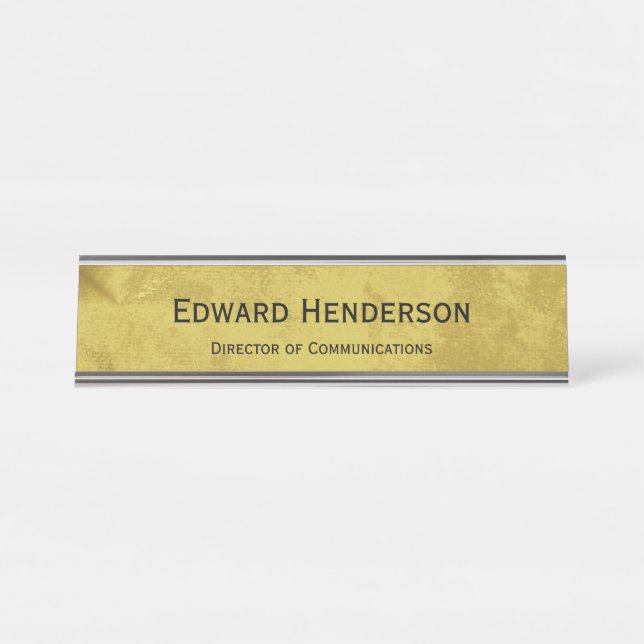 Porte-nom Pour Bureau Nom et titre du travail de Faux Gold Professional (Devant)