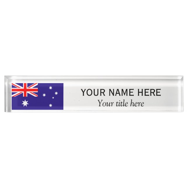 Porte-nom Pour Bureau Nom et titre personnalisés drapeau australien (Devant)