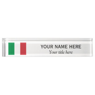 Porte-nom Pour Bureau Nom et titre personnalisés drapeau du pays italie