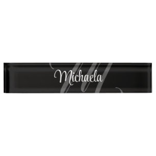 Porte-nom Pour Bureau Nom initial de monogramme moderne minimaliste