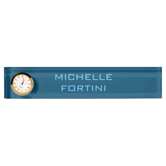 Porte-nom Pour Bureau Nom lisible moderne Plain Ocean & Sky Blue (Devant)