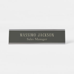 Porte-nom Pour Bureau Nom minimaliste personnalisé gris pastel personnal