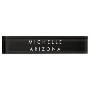 Porte-nom Pour Bureau Nom moderne minimaliste noir blanc