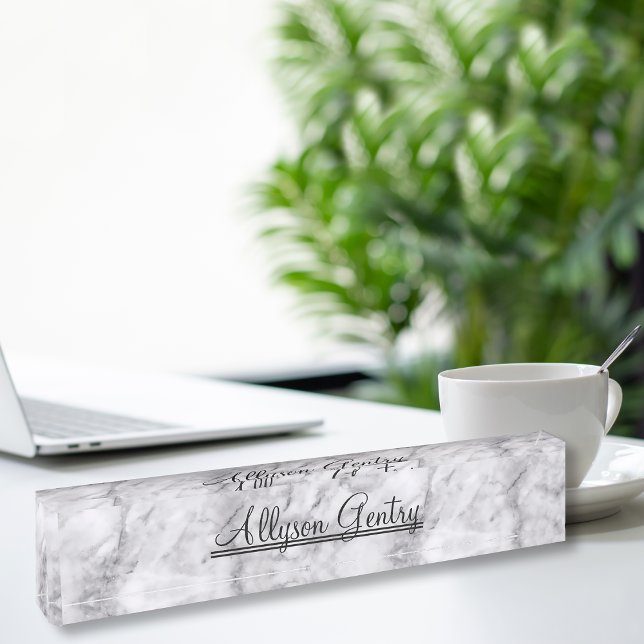 Porte-nom Pour Bureau Nom Monogramme Classé Sur Le Marbre (Créateur téléchargé)