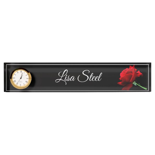 Porte-nom Pour Bureau Nom personnalisé Code du bureau d'horloge (Devant)