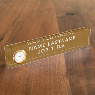 Porte-nom Pour Bureau Nom personnalisé Élégant de couleur marron profess