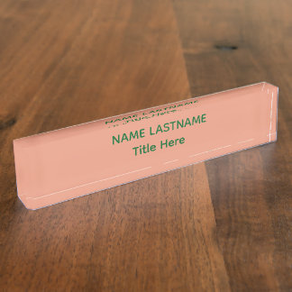 Porte-nom Pour Bureau Nom personnalisé rose et vert élégant