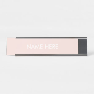 Porte-nom Pour Bureau Nom personnalisé texte rose pâle blanc du bureau