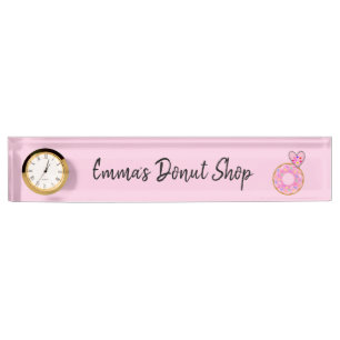 Porte-nom Pour Bureau Nom Plaque Pink Donut Heart