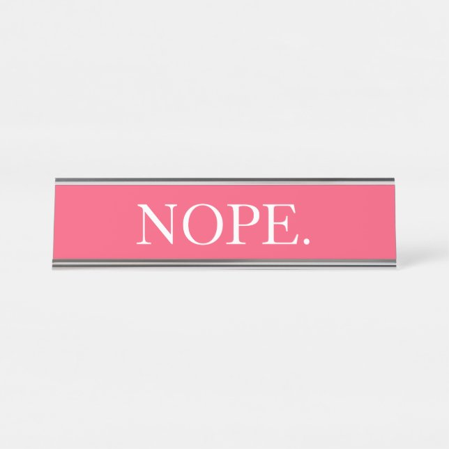 Porte-nom Pour Bureau Nope rose drôle (Devant)