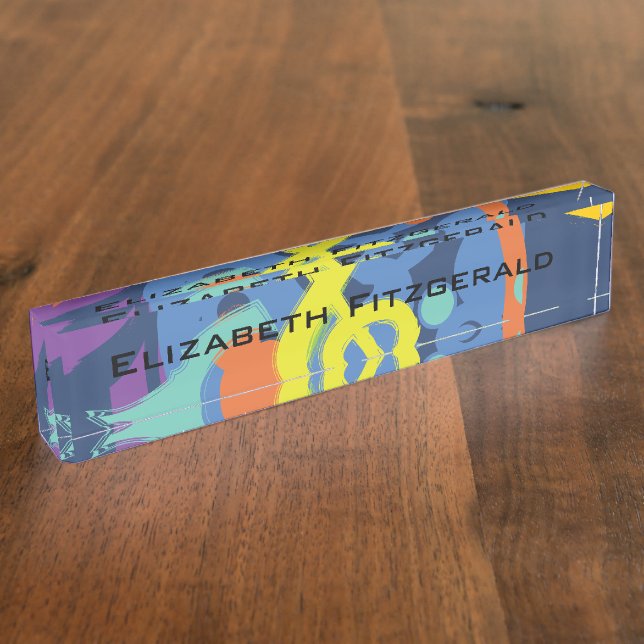 Porte-nom Pour Bureau Notes de musique Abstrait brillant Treble Clef (Taille)