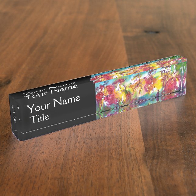 Porte-nom Pour Bureau NUIT DU CARNAVAL, Mascarade vénitienne, Musique de (Taille)