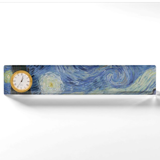 Porte-nom Pour Bureau Nuit étoilée par Vincent Van Gogh (Devant)