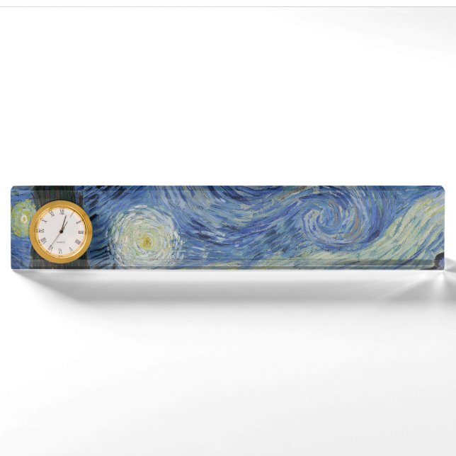 Porte-nom Pour Bureau Nuit étoilée par Vincent Van Gogh (Devant)