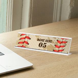 Porte-nom Pour Bureau Numéro de base-ball Vintage personnalisé Rétro