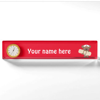 Porte-nom Pour Bureau Nurse Bear ajouter des mots nameplate