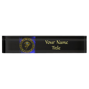 PORTE-NOM POUR BUREAU OEIL ASTRAL/SIGNES BLEUS DE TALISMAN ET DE