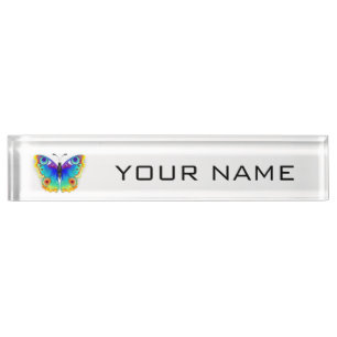 Porte-nom Pour Bureau Oeil de paon arc-en-ciel