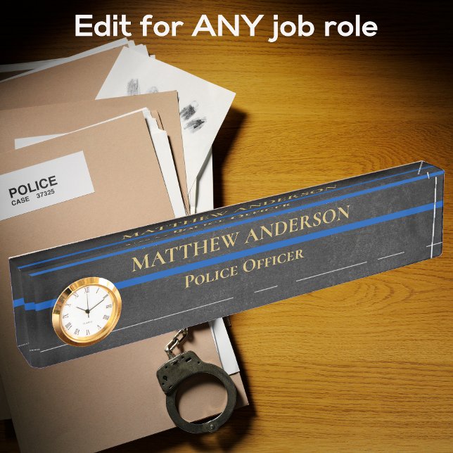 Porte-nom Pour Bureau Officier de police Mince Ligne bleue Sergent Horlo (Créateur téléchargé)