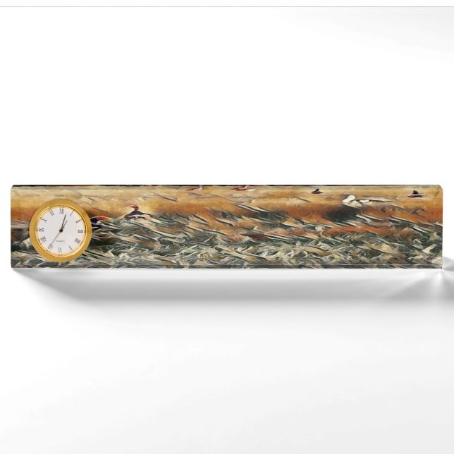 Porte-nom Pour Bureau Oies et Canards Errent Art (Devant)