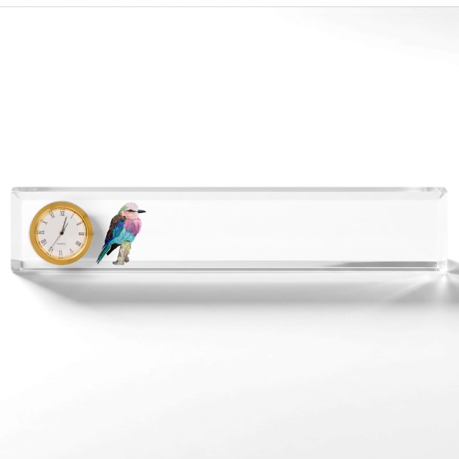 Porte-nom Pour Bureau Oiseau lilas de rouleau de Breasted (Devant)